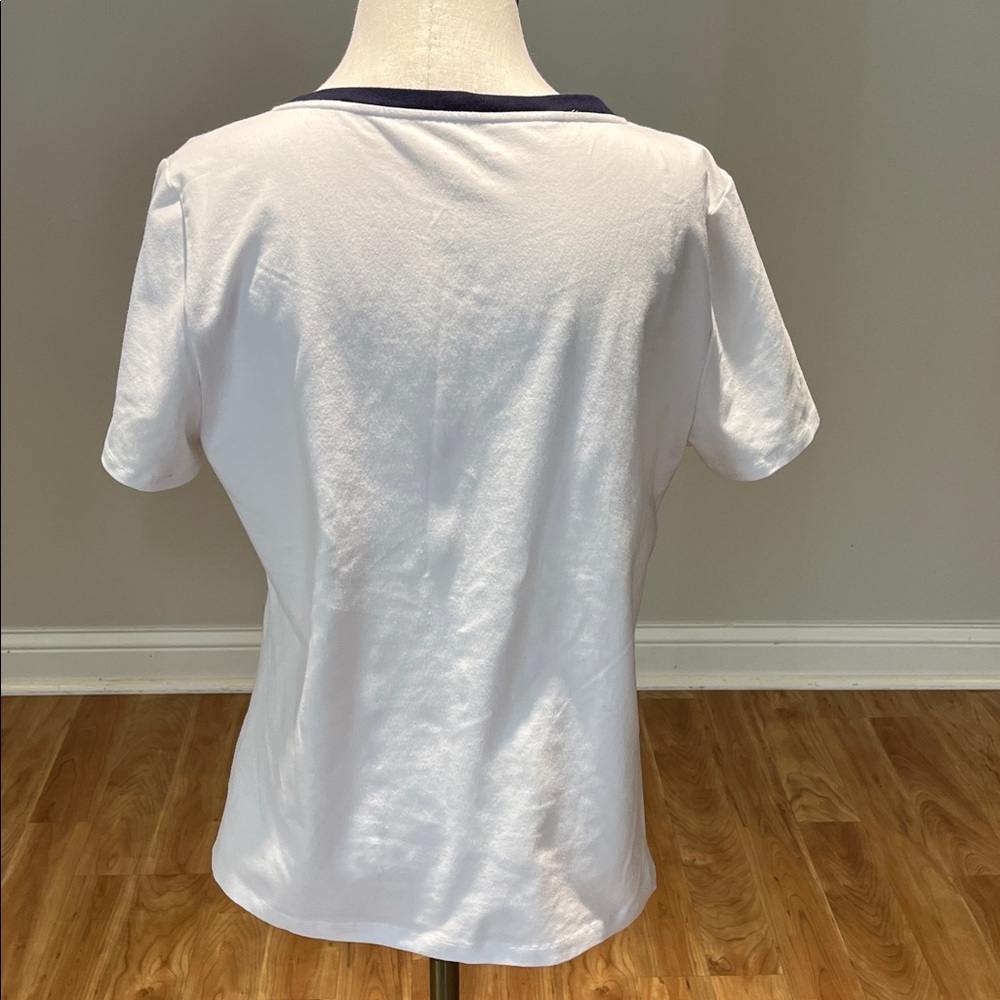 Kate Spade White and Blue Striped Bow T-Shirt size XL - Picture 5 of 9